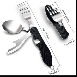 New camping multi tool fork spoon knife can opener detachable folding hiking bro